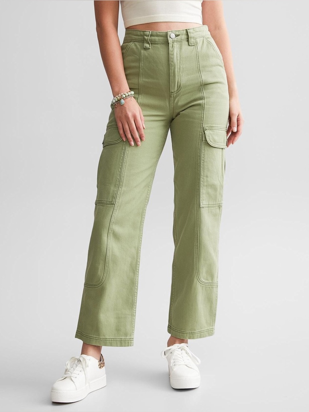 Billabong Wall To Wall Cargo Pant Army Green Straight Leg Rigid Denim